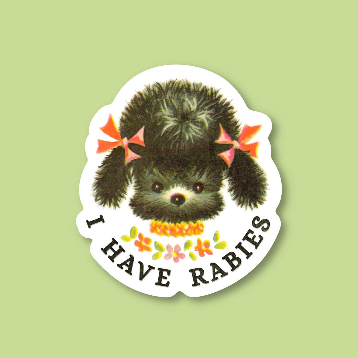 I have rabies, funny vintage dog illustration sticker
