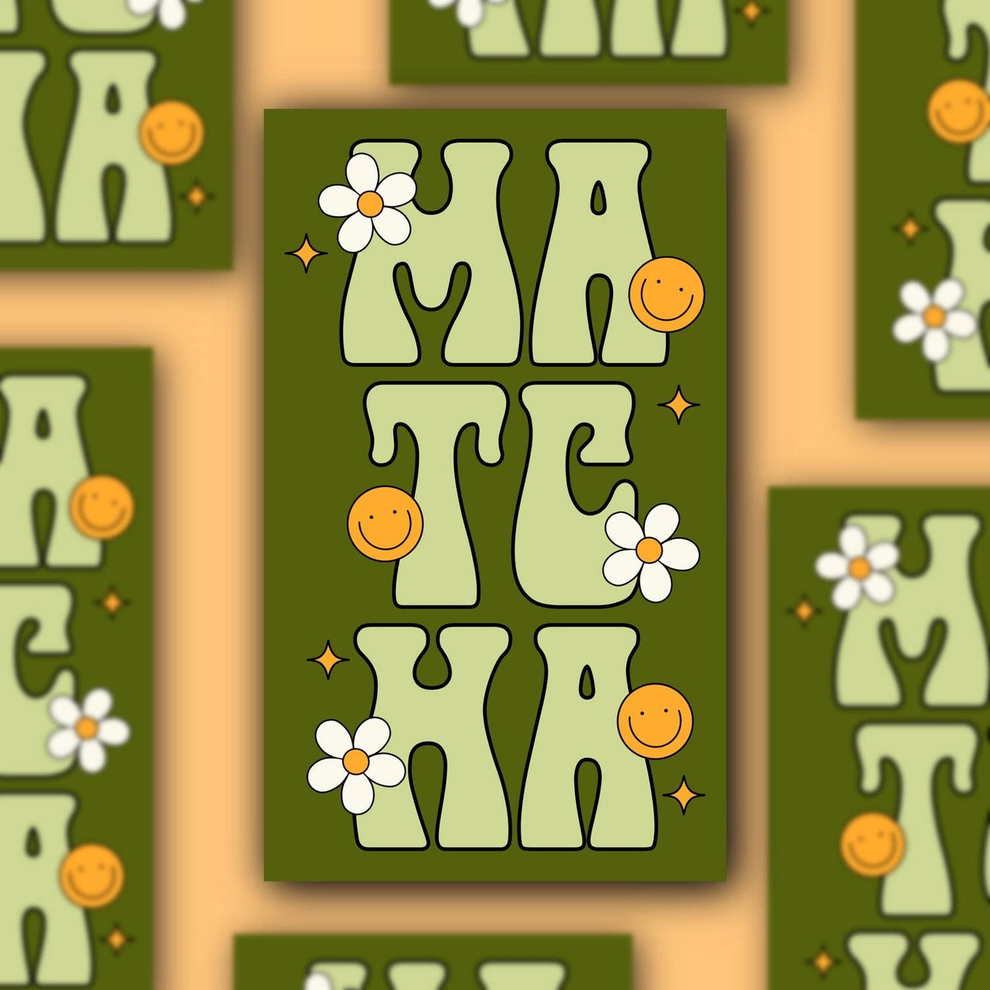 Matcha Green Tea Latte Retro Sticker