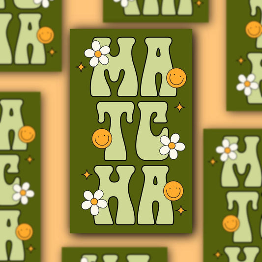 Matcha Green Tea Latte Retro Sticker