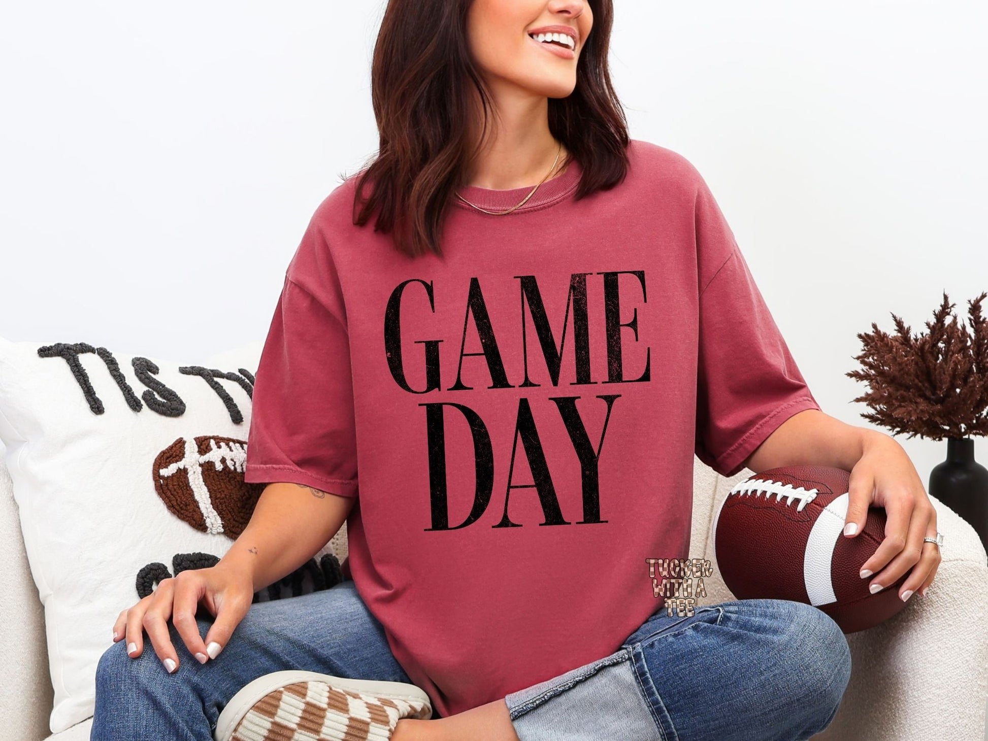 Game Day graphic tee in crimson