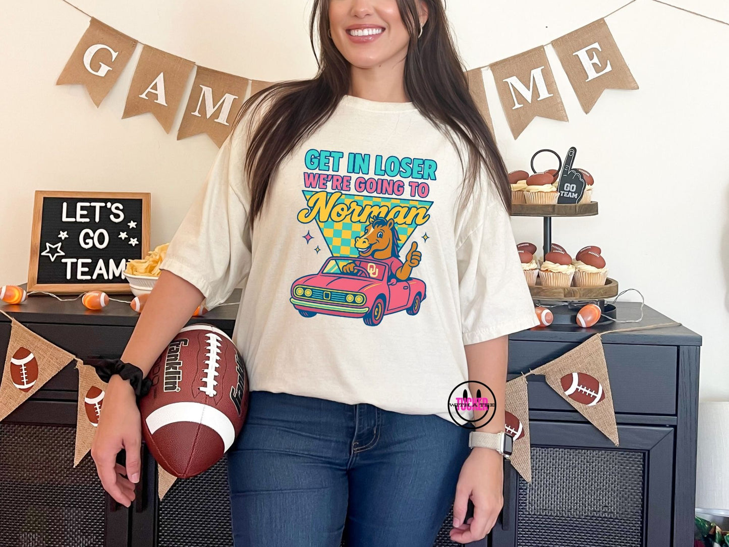 Get in Loser We're Going to Norman graphic tee in ivory