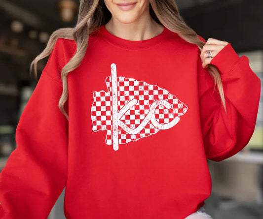 KC ARROWHEAD CREWNECK - RED WITH WHITE