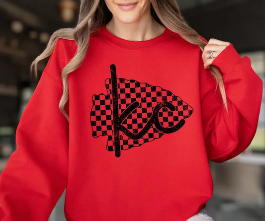 KC ARROWHEAD CREWNECK - RED WITH BLACK