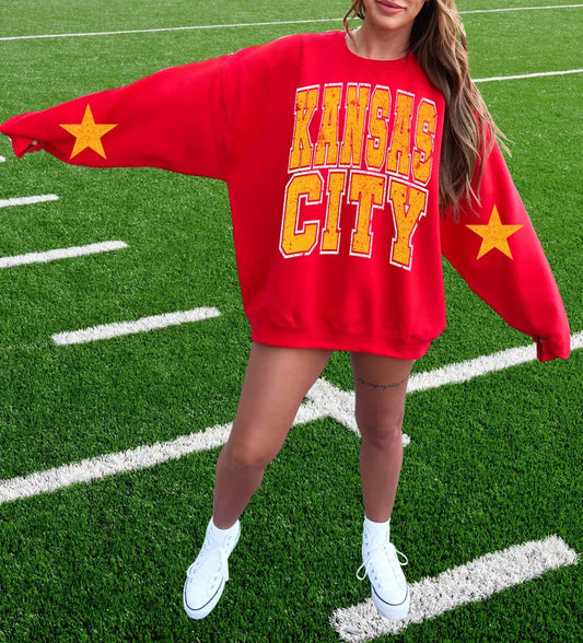 KC WITH STARS SLEEVE ACCENT CREWNECK