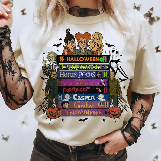 Halloween Movie Stack Tee – Comfort Colors Pepper or Ivory