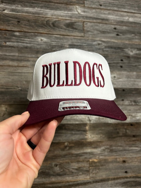 BULLDOGS EMBROIDERED HAT - MAROON/WHITE/MAROON