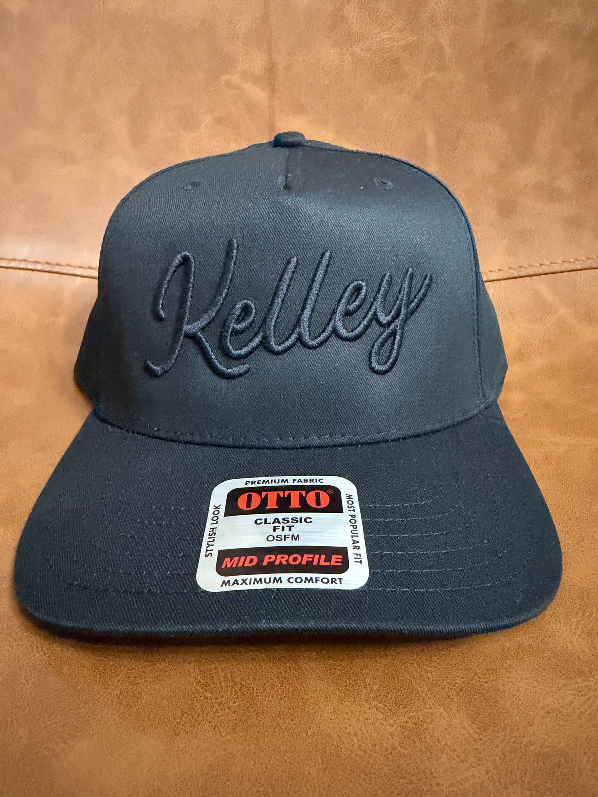 Kelley tonal black script embroidered black Otto canvas hat