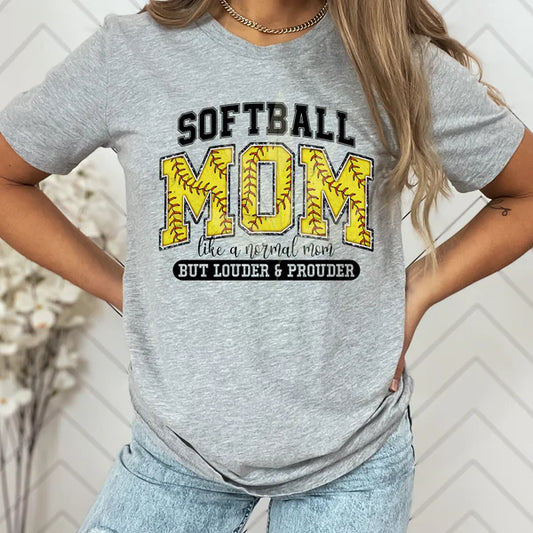 SOFTBALL MOM FAUX GLITTER LETTERS - TEE OR SWEATSHIRT