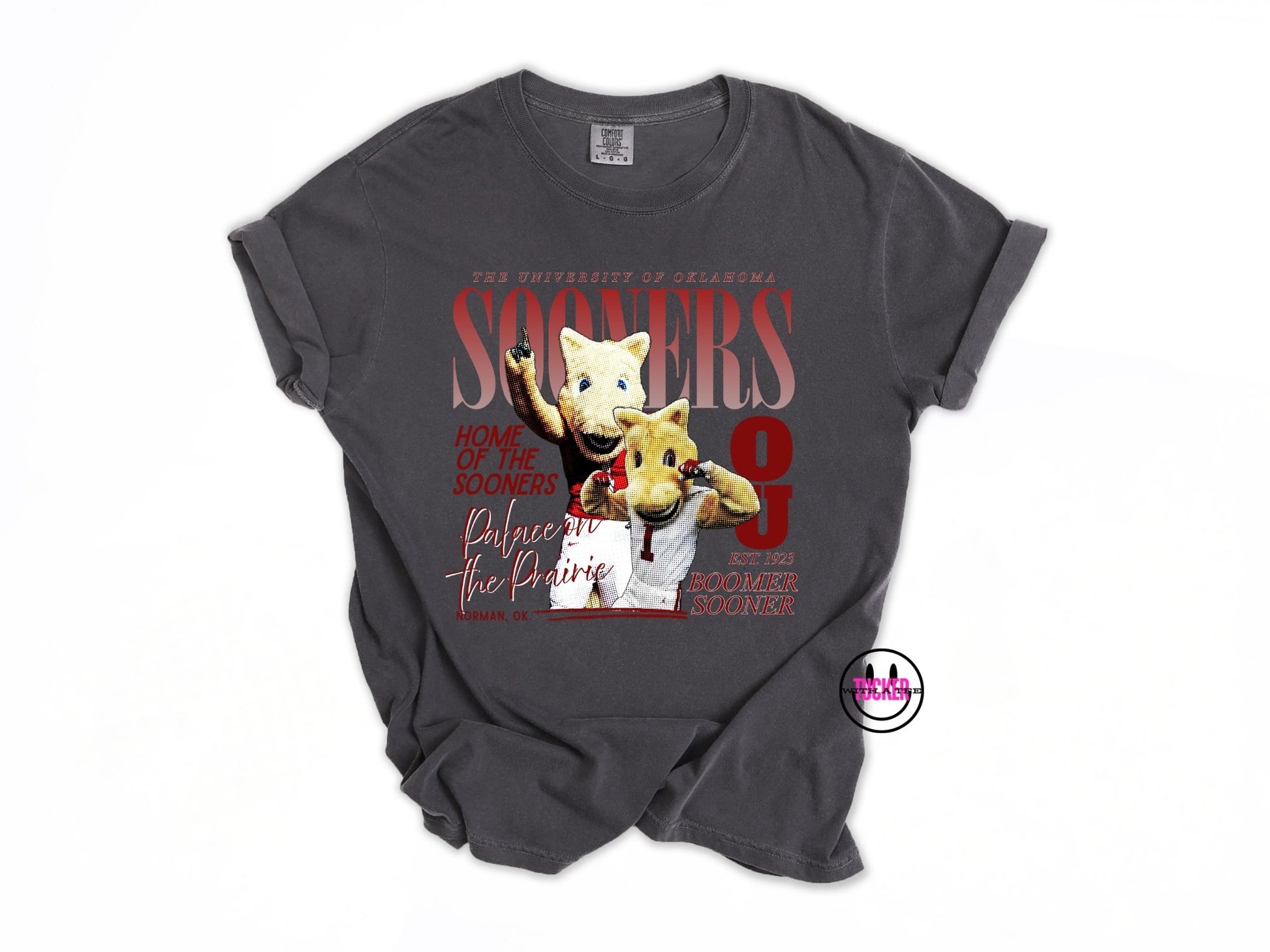 Oklahoma Sooners mascot graphic tee in pepper