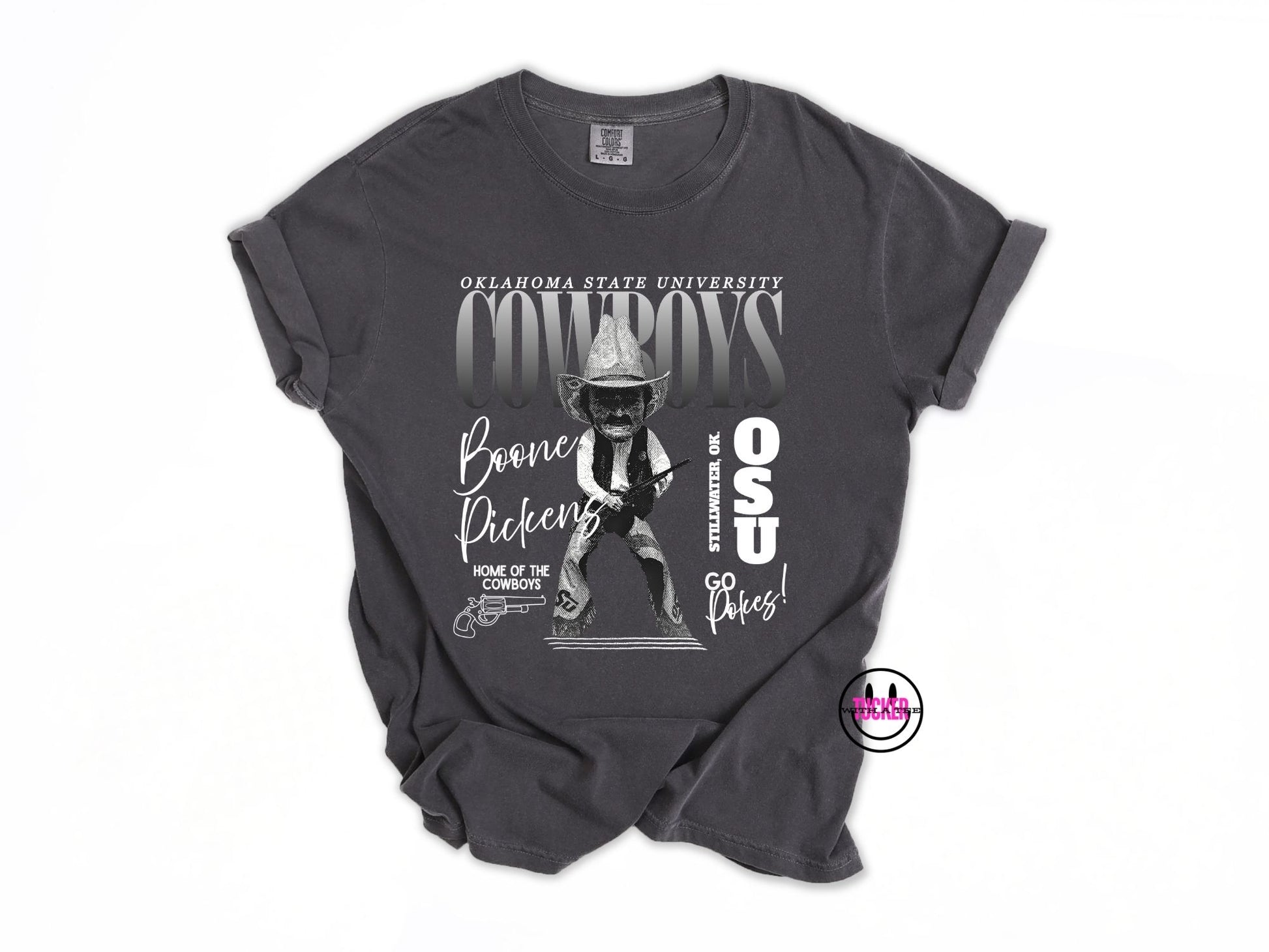 Oklahoma State Cowboys monochrome mascot graphic tee in pepper