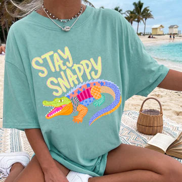 Stay Snappy Alligator Comfort Colors Tee | Seafoam CC1717 Coastal Graphic T-Shirt