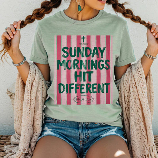 Sunday Mornings Hit Different Tee – Comfort Colors Bay