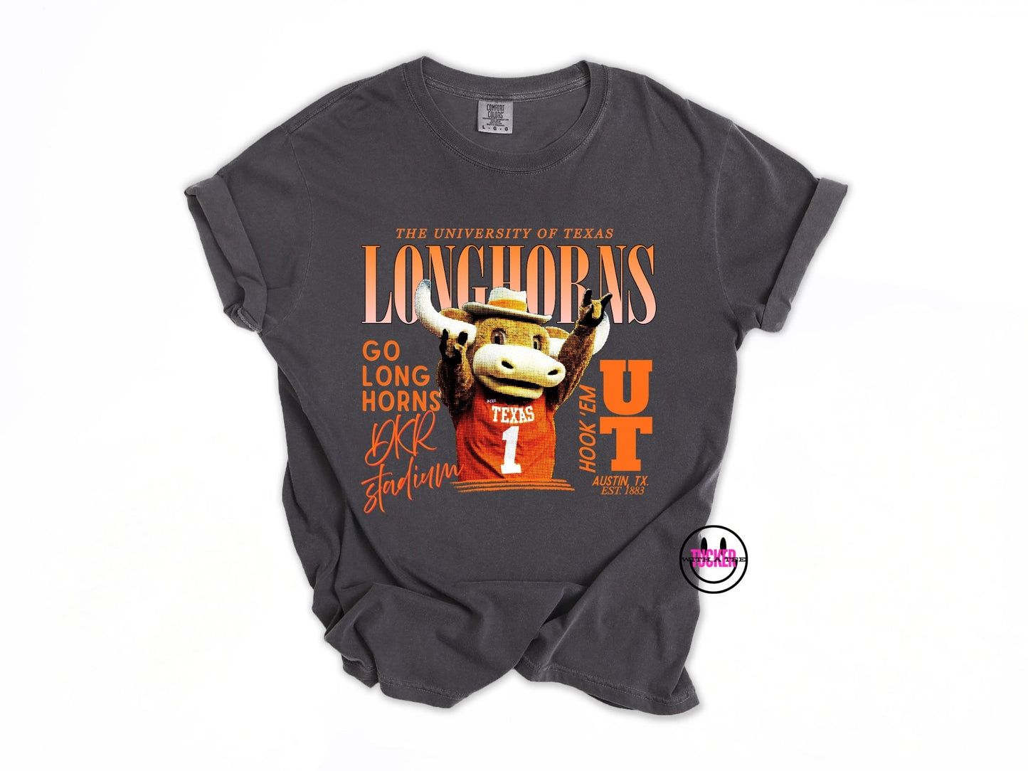 Texas Longhorns mascot graphic tee in pepper